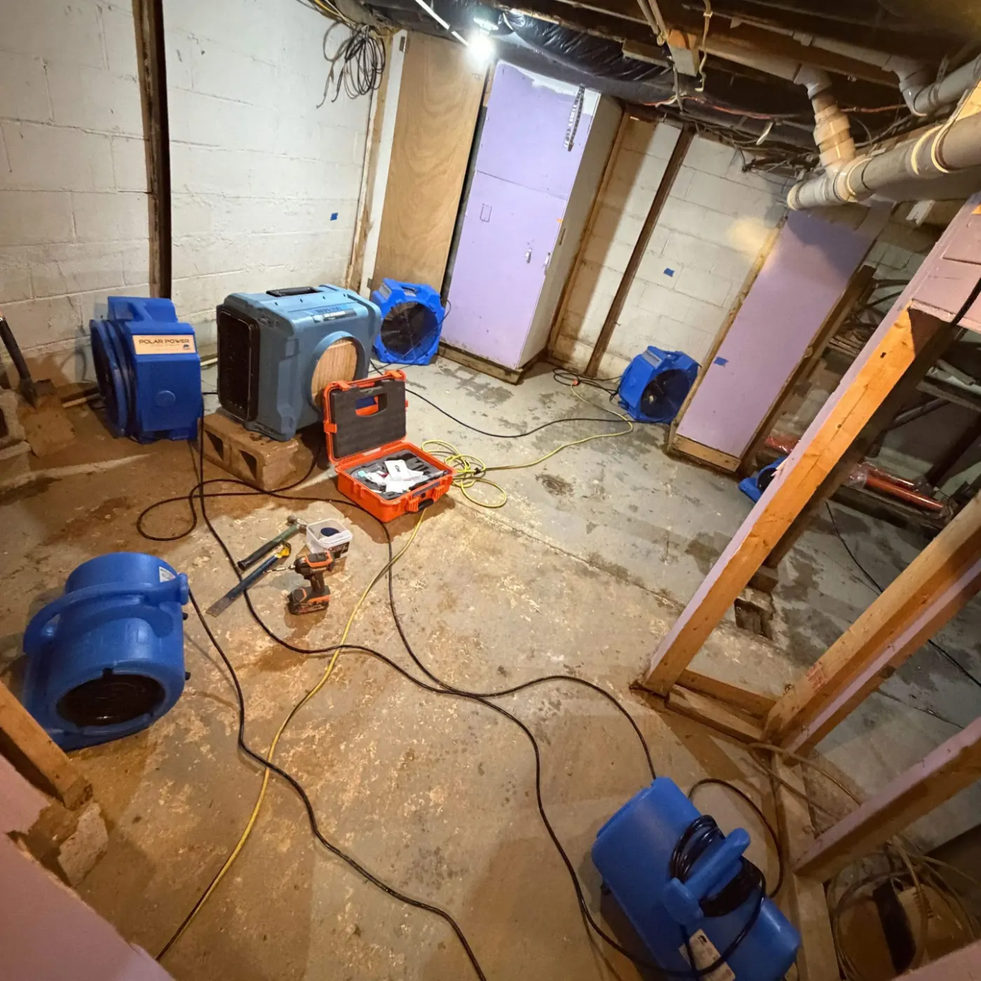 Sump pump backup water removal in Williamsport residential basement
